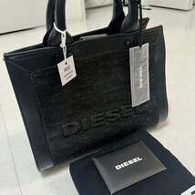 ★新品未使用/DIESEL/価格35200円★袋.タグ.カード付 ディーゼル レディース ロゴ デニム スクエア トートバック ブラック★_画像6