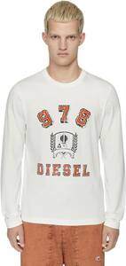 ★新品未使用/DIESEL/価格15400円★ダグ付 メンズDIESEL ロゴ グラフィック ナンバー ロングTシャツ ホワイト M