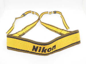 ニコン Nikon ストラップ 70年代 ヴィンテージ 金属製金具 イエロー(黄 生地）ｘ ブラック（黒文字）