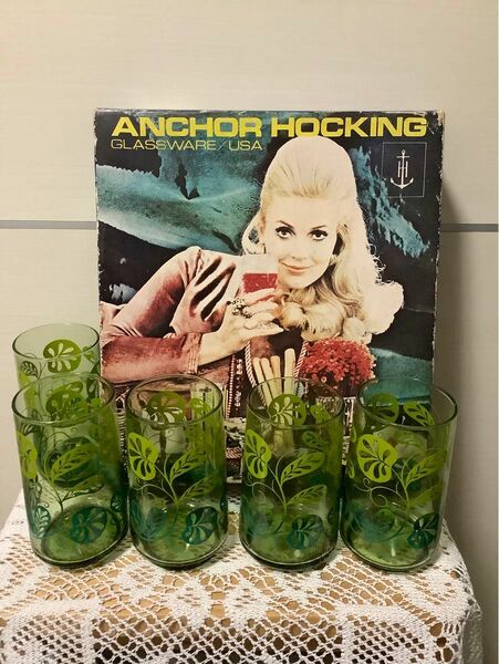 アンカーホッキング　レトロポップ グラス 当時物 ガラスコップ　ANCHOR HOCKING