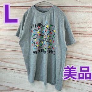 美品　半袖プリントTシャツ BRISCO 半袖 プリント メンズ ユニセックス 英字ラフ 古着 L ビックプリント 体型カバー