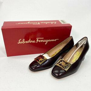 フェラガモ ブラウン 23cm パンプス Salvatore Ferragamo DS 47099 B56 ヒール5cm 未使用品 保管品 現状品 nn0101