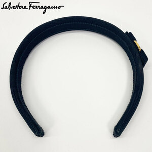 フェラガモ Ferragamo ヴァラリボン カチューシャ ヘアアクセサリー リボン ブラック 中古品 現状品 nn0101