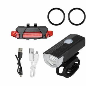 送料無料 未使用品 自転車 フロントライト テールライト セット USB LED 充電 前後 ヘッド リア 安全 警告灯 背面 防水の画像2