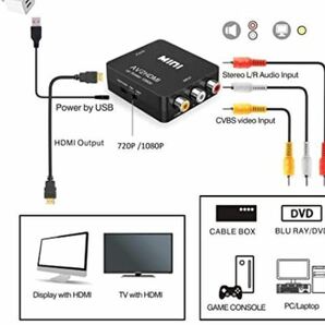 送料無料 未使用品 RCA to HDMI変換コンバーター AV to HDMI 変換器 AV2HDMI USBケーブル付き 音声転送 1080/720P切り替えの画像6