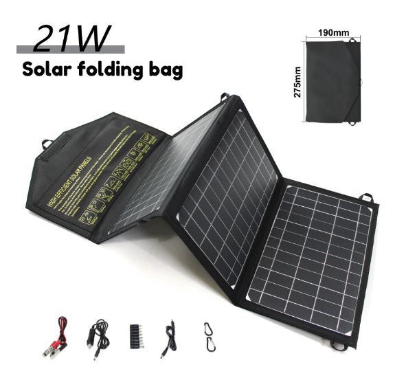 送料無料 未使用品 ソーラーパネル 21W 折り畳み式 ソーラーチャージャー 太陽光パネル USB 充電 防水 スマートフォン f10