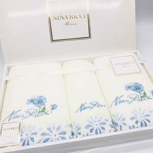 【未使用品】 NINA RICCI ニナリッチ フェイスタオル 2枚 ゲストタオル 1枚 花柄 刺繍 箱付 / OT0175-sw