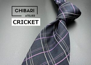 【超美品】CRICKET　クリケット　チェック柄　ネクタイ　3本以上送料無料　ネイビー　0401135