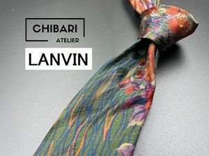 【超美品】LANVIN　ランバン　花柄　ネクタイ　3本以上送料無料　グリーンネイビー　0401249