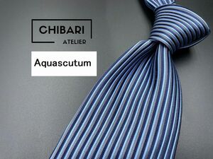 【超美品】Aquascutum　アクアスキュータム　ストライプ柄　ネクタイ　3本以上送料無料　ネイビー　0401002