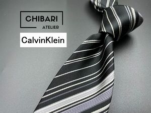 タグ付【新古品】CalvinKlein　カルバンクライン　レジメンタル柄　ネクタイ　3本以上送料無料　ブラック　0401050