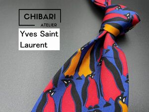 【超美品】YvesSaintLaurent　サンローラン　ペンギン柄　ネクタイ　3本以上送料無料　ネイビー　0401076