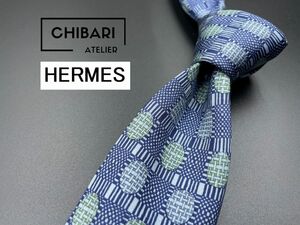 【美品】HERMES　エルメス　ドット柄　ネクタイ　3本以上送料無料　ネイビー　0401122