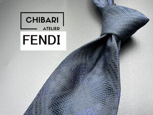 FENDI　フェンディ　チェック柄　ネクタイ　3本以上送料無料　ネイビー　0401056