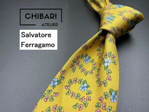 Salvatore Feragamo　フェラガモ　花柄　ネクタイ　3本以上送料無料　ブラウン系　0402240