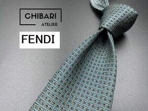 FENDI　フェンディ　チェック柄　ネクタイ　3本以上送料無料　グリーン系　0402236