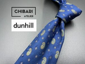 【美品】dunhill　ダンヒル　ロゴ＆ペイズリー柄　ネクタイ　3本以上送料無料　ネイビー　0402019