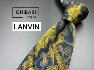 【美品】LANVIN　ランバン　花柄　ネクタイ　3本以上送料無料　ネイビー　0402017