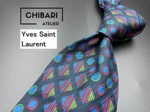 【美品】YvesSaintLaurent　サンローラン　ドット柄　ネクタイ　3本以上送料無料　ネイビー　0402056