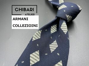 【美品】ARMANI COLLEZIONI　アルマーニ　ドット柄　ネクタイ　3本以上送料無料　ネイビー　0402243