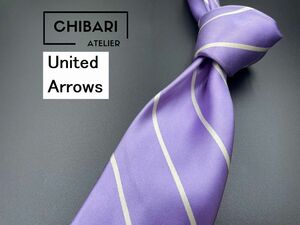 【超美品】United Arrows　ユナイテッドアローズ　レジメンタル柄　ネクタイ　3本以上送料無料　パープル　0402074