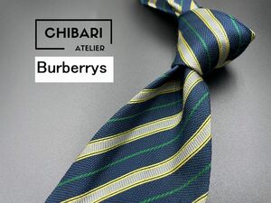 【美品】Burberrys　バーバリー　ロゴ＆レジメンタル柄　ネクタイ　3本以上送料無料　ネイビー　0402131