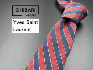 YvesSaintLaurent　サンローラン　レジメンタル柄　ネクタイ　3本以上送料無料　ネイビー系　0403004