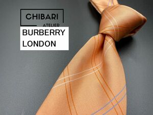 【超美品】BURBERRY LONDON　バーバリーロンドン　チェック柄　ネクタイ　3本以上送料無料　ピンクオレンジ　0403002