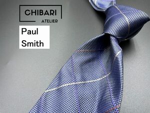 【超美品】PaulSmith　ポールスミス　チェック柄　ネクタイ　3本以上送料無料　ブルーネイビー　0403133