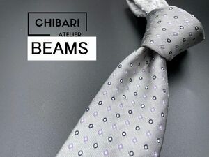 【超美品】BEAMS　ビームス　ドット柄　ネクタイ　3本以上送料無料　シルバー系　光沢　0403007
