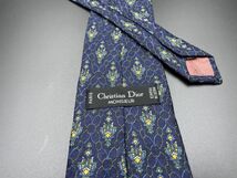 【超美品】ChristianDior　ディオール　ロゴ＆チェック柄　ネクタイ　3本以上送料無料　ネイビー　0403075_画像2