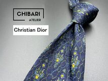 【超美品】ChristianDior　ディオール　ロゴ＆チェック柄　ネクタイ　3本以上送料無料　ネイビー　0403075_画像1