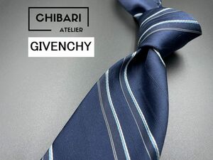 【超美品】GIVENCHY　ジバンシー　ロゴ＆レジメンタル柄　ネクタイ　3本以上送料無料　ネイビー　0403090