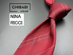 【超美品】NINA RICCI　ニナリッチ　レジメンタル柄　ネクタイ　3本以上送料無料　ワインレッド　0403177