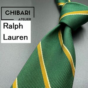 Ralph Lauren ラルフローレン レジメンタル柄 ネクタイ 3本以上送料無料 グリーン 0403043の画像1