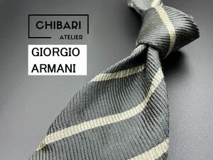 GIORGIO ARMANI　アルマーニ　レジメンタル柄　ネクタイ　3本以上送料無料　グレイ　0403079