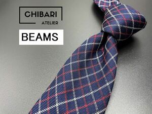 BEAMS　ビームス　チェック柄　ネクタイ　3本以上送料無料　ネイビー　0403214