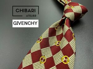 【美品】GIVENCHY　ジバンシー　チェック柄　ネクタイ　3本以上送料無料　ワインレッド　0404120