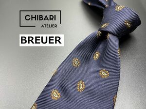 【超美品】BREUER　ブリューワー　ペイズリー柄　ネクタイ　3本以上送料無料　ネイビー　0404073