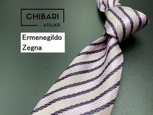 【超美品】ErmenegildoZegna　エルメネジルドゼニア　レジメンタル柄　ネクタイ　3本以上送料無料　ピンク　0404119