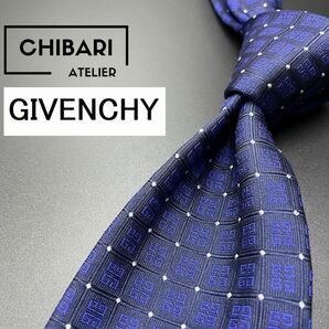 【新古品】GIVENCHY ジバンシー 全面ロゴ柄 ネクタイ 3本以上送料無料 ネイビー 0404188の画像1