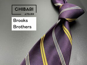 【美品】BrooksBrothers　ブルックスブラザーズ　レジメンタル柄　ネクタイ　3本以上送料無料　パープル　0404082
