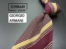 【美品】GIORGIO ARMANI　アルマーニ　レジメンタル柄　ネクタイ　3本以上送料無料　ワインレッド　0404103_画像1