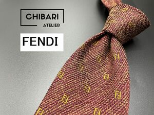 【美品】FENDI　フェンディ　全面FFロゴ柄　ネクタイ　3本以上送料無料　ブラウン　0404206