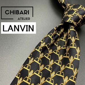 【超美品】LANVIN ランバン チェック柄 ネクタイ 3本以上送料無料 ブラック 0501160の画像1