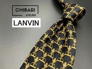 【超美品】LANVIN　ランバン　チェック柄　ネクタイ　3本以上送料無料　ブラック　0501160