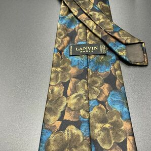 【超美品】LANVIN ランバン 花柄 ネクタイ 3本以上送料無料 ブラックネイビー 0501169の画像2