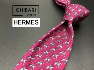 【超美品】HERMESPARIS　エルメスパリス　乗馬柄　ネクタイ　3本以上送料無料　ピンクパープル　0501082