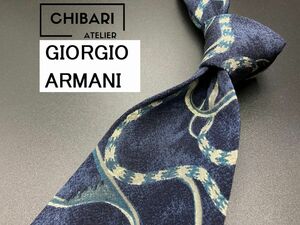 【超美品】GIORGIO ARMANI　アルマーニ　チェック柄　ネクタイ　3本以上送料無料　ネイビー　0501111
