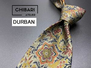 【超美品】DURBAN　ダーバン　花柄　ネクタイ　3本以上送料無料　グレイネイビー　0501080